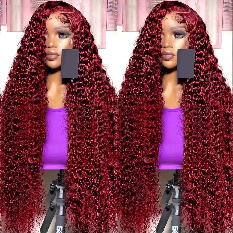 Mstoxic 99j Burgundy Frontal Lace Human Hair Wigs 180% Density deep wave 5×5 Lace Brazilian Human Hair Wigs For Black Women