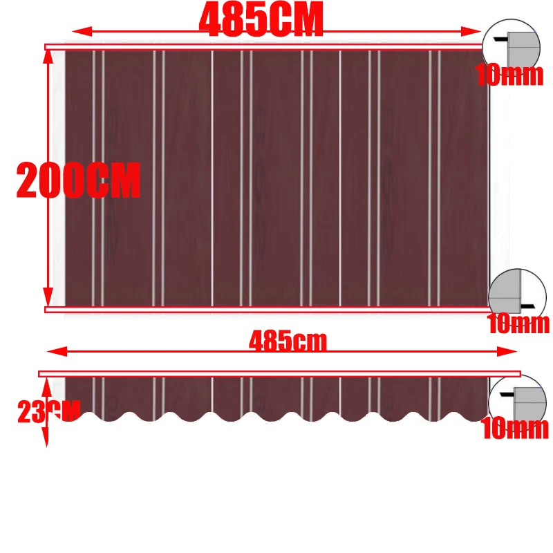 NONE Burgunder weiße Streifen Markise Ersatz Stoff Toldo Tewango Baldachin Pavillon Garten Sonnenschutz Schutz 300gsm Shop Banner 6