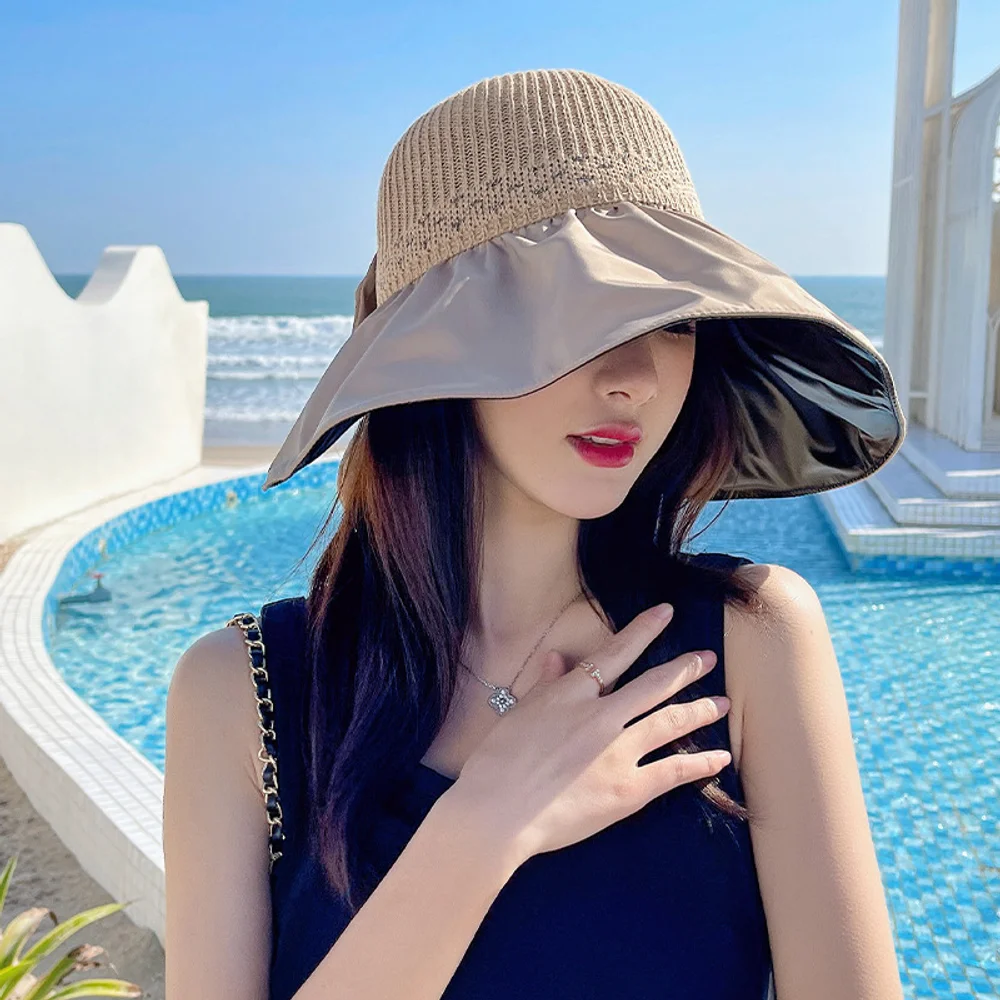 

Summer hat, children's sun protection hat, UV resistant sun hat, black rubber fisherman hat, seaside butterfly big brim hat