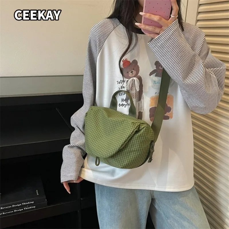 CEEKAY Micro Grid Fabric Bag Mini Hobo & Mini Saddle Shape Lightweight Multi-option Ladies Streetwear Portable Crossbody Purse