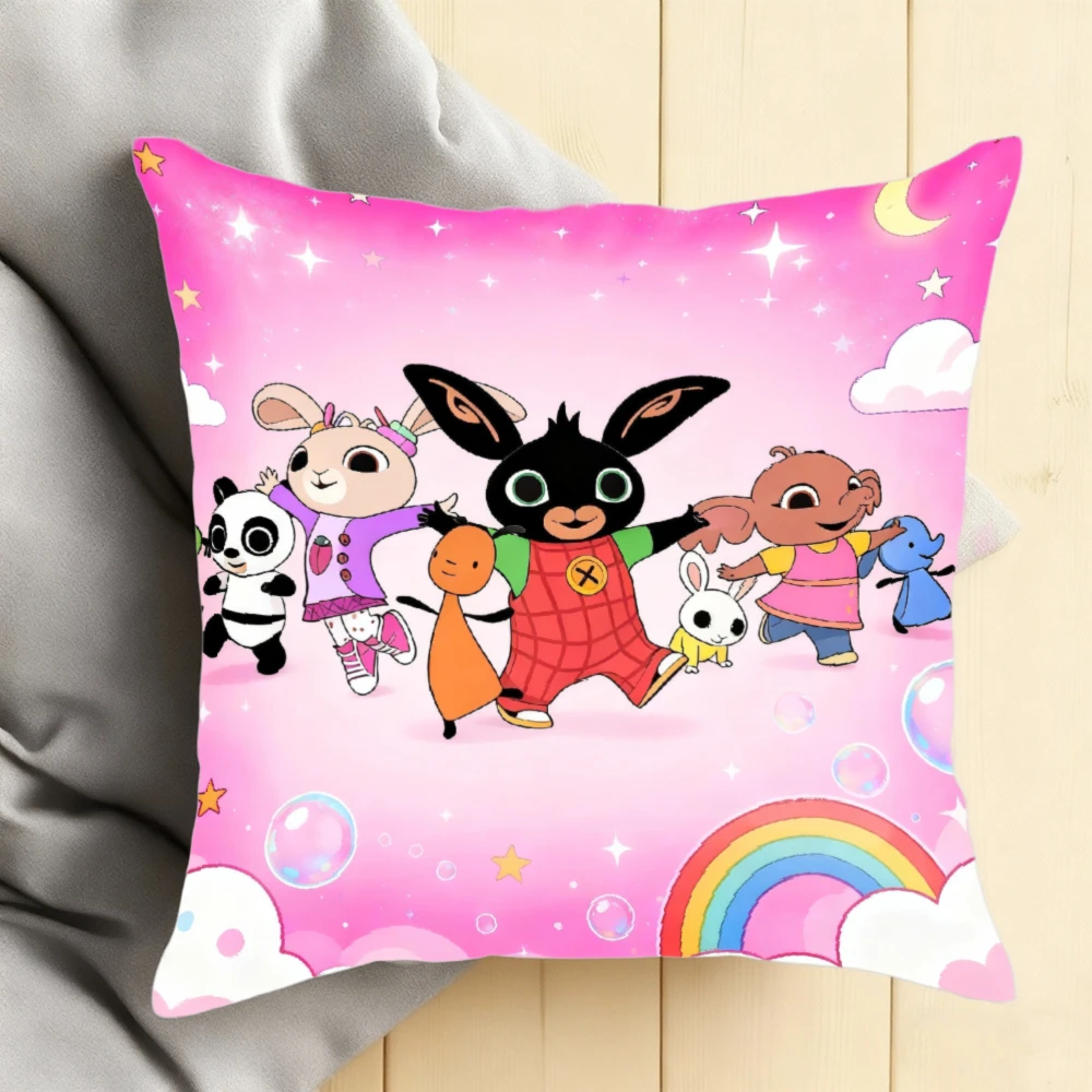 Короткая плюшевая наволочка с рисунком аниме B-Bing Rabbit, наволочка с двусторонним принтом, застежка-молния, диван, вечерние, домашний декор