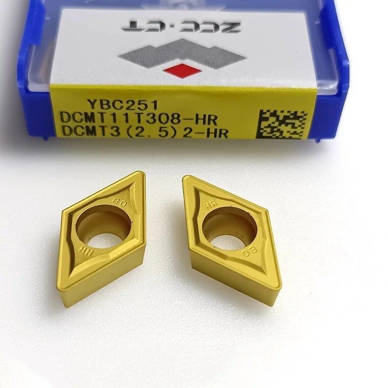 CNC Turning Ferramenta Carbide Inserções, ferramentas de corte de precisão de alta qualidade, ZCC.CT, DCMT11T308-HR, YBC251, DCMT32.52-HR, 10pcs