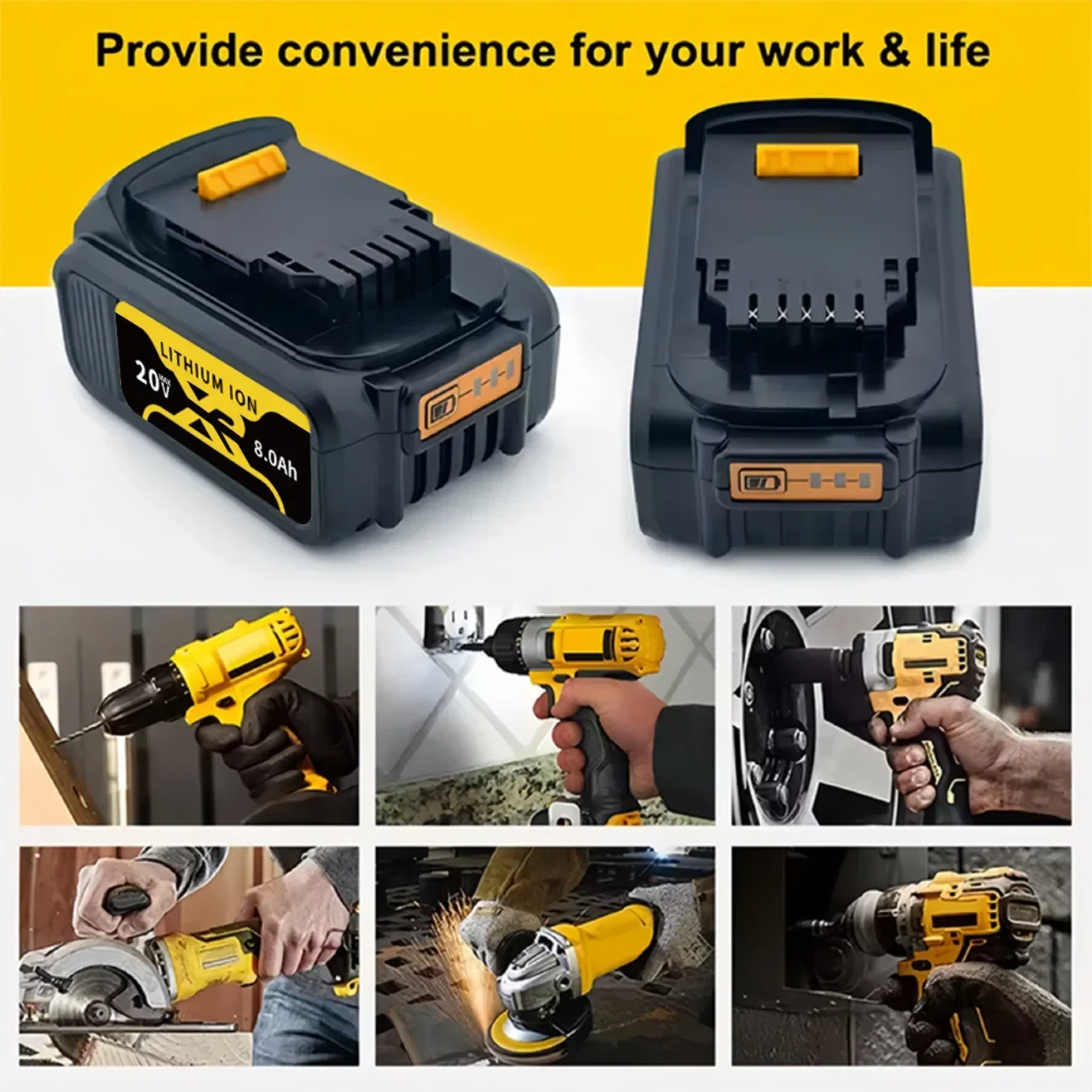 Original 20V MAX For DEWALT 6.0/8.0/12.0Ah High-capacity cordless Tools Rechargeable Lithium Battery DCN184 DCB115 DCB204 DCB200