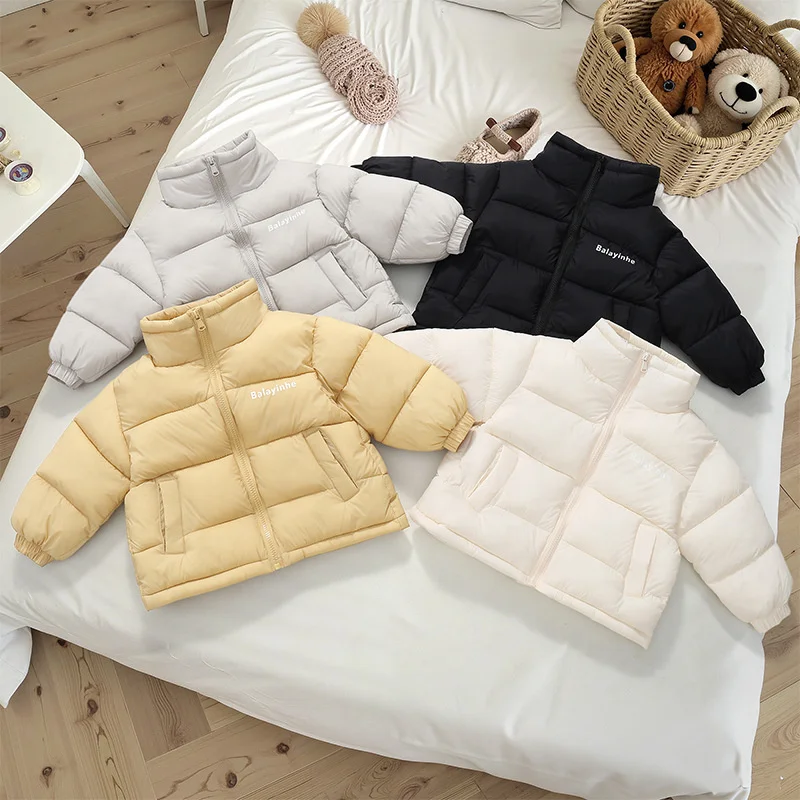 Kids Windproof Warm Down Coats Children Winter Thick Water-resistant Stand-up Collar Outerwear Boys Girls Casual Zipper Jacket
