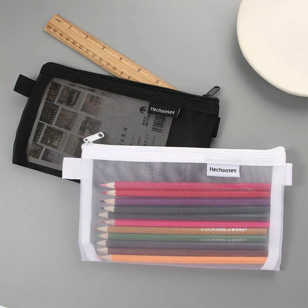 

Office Supplies High Quality Pen Box Transparent Nylon Pencil case Pencil Bag Mesh Pencil Case Pen Bag Case