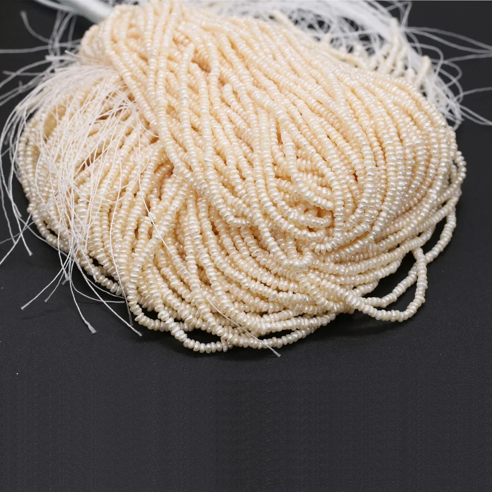 2-2.5mm White Natural Freshwater Pearls Flat Loose Spacer Beads for Jewelry Making Supplies DIY Necklace Bracelet Accessories