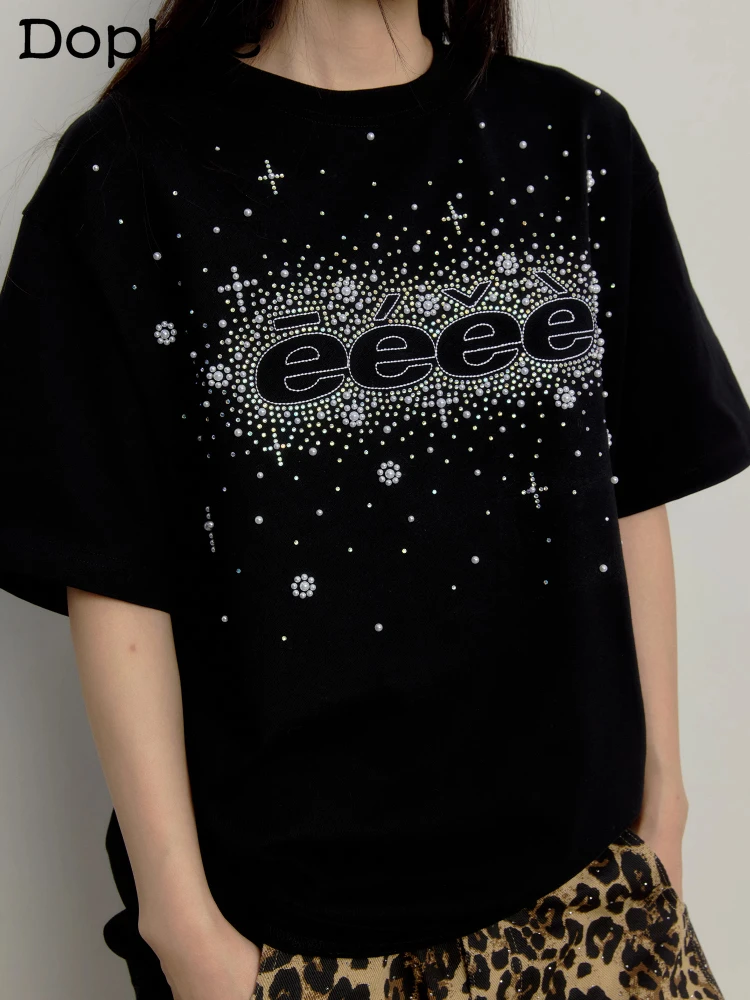 

Men's Women's 2025 Summer New Trendy Tees Starry Sky Beads Creative Short-sleeve Tops Niche Design American Style Retro T-shirts