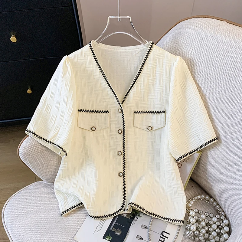 

Ele plus Size Summer Faion ort Sve Open Cardigan for Plump Sister Small Fraance Sle Age Reduction Inner Wear