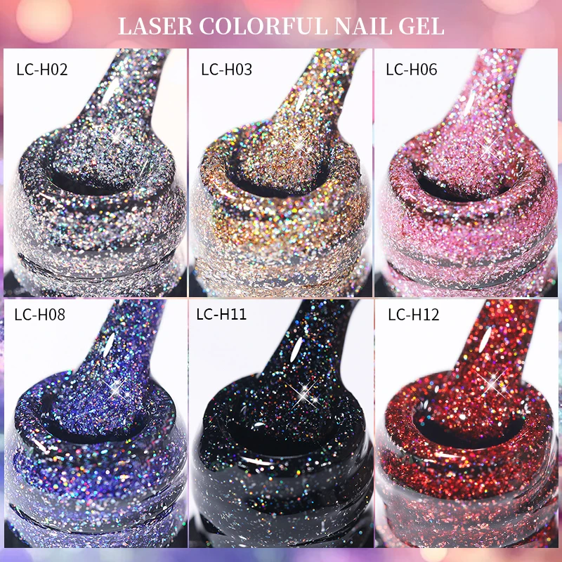 LILYCUTE 7ML Laser Gel Nail Polish Colorful Sparkling Glitter Gel Polish Vernis Semi Permanent UV Gel Nail Art Nails Accessories