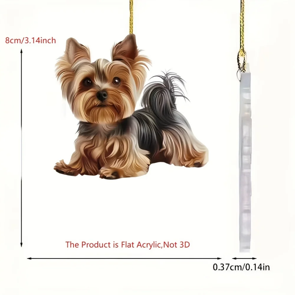 Cute Yorkshire Terrier Dog Acrylic Pendant Versatile Charm Puppy Keychain For Car Mirrors, Backpacks & Home, Festive Party Decor