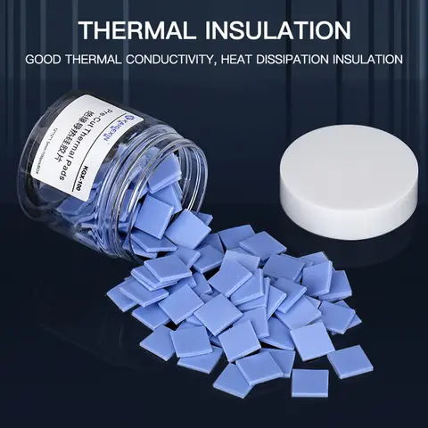 100Pcs/Set Blue Conductive Silicone Pads Gelid Thermal Pads 12x12x1.5mm Heatsink Cooling Thermopad Thermal Pads For CPU GPU