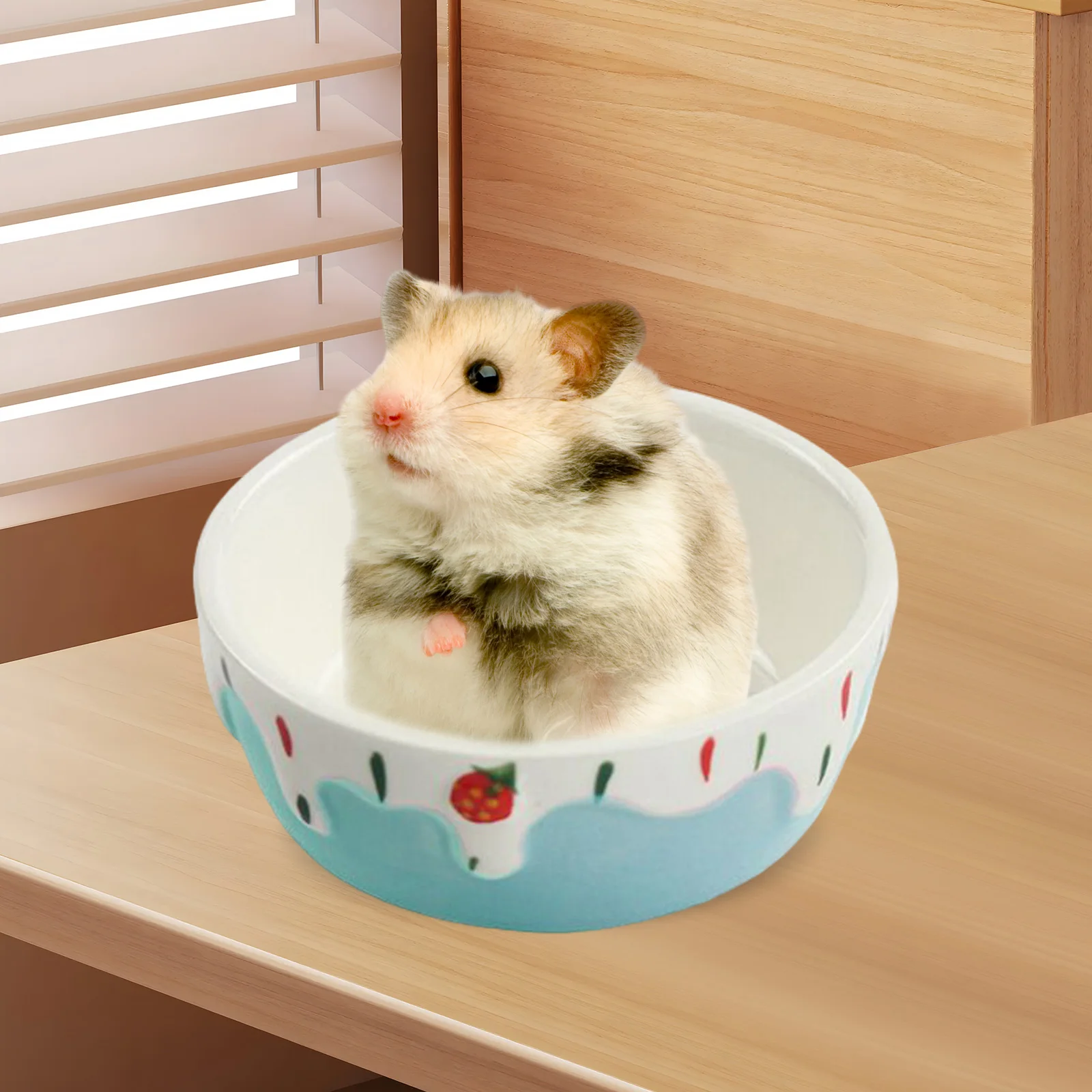 Hamster Food Bowl Easy to Clean Stable Anti Spill Rabbit Food Dish Ceramic Feeding Bowl for Squirrels Ferret Dwarf Rat Gerbil