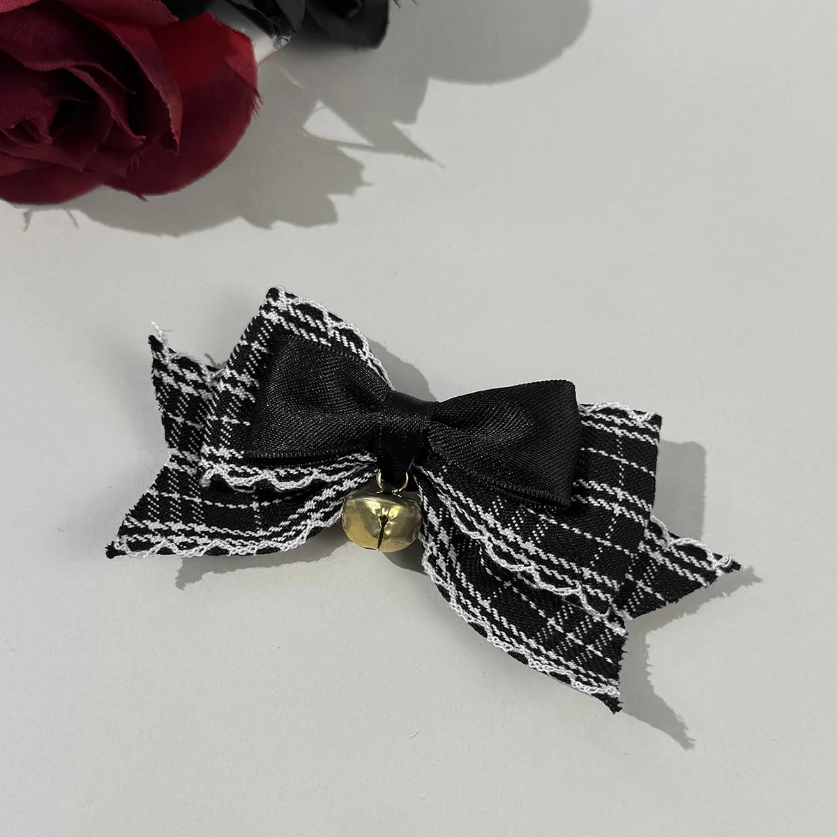 30pc Tartan Plaid Print Hair Clips Heart Button Lace Trim Bow Hairpins for Women Girls Wedding Side Hairgrips Bulk Pack