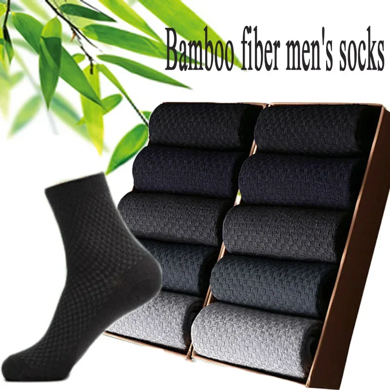 Classic Cotton Bamboo Fibre Men Socks Man Business Sock Odorless Casual Sport Deodorant Breatheable Man Long Socks