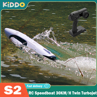 S2 RC Speedboat 30KM/H 2.4G Remote Control Boat Twin Turbojet High-speed Speedboat Capsize Reset Water Toy Competitive Boat