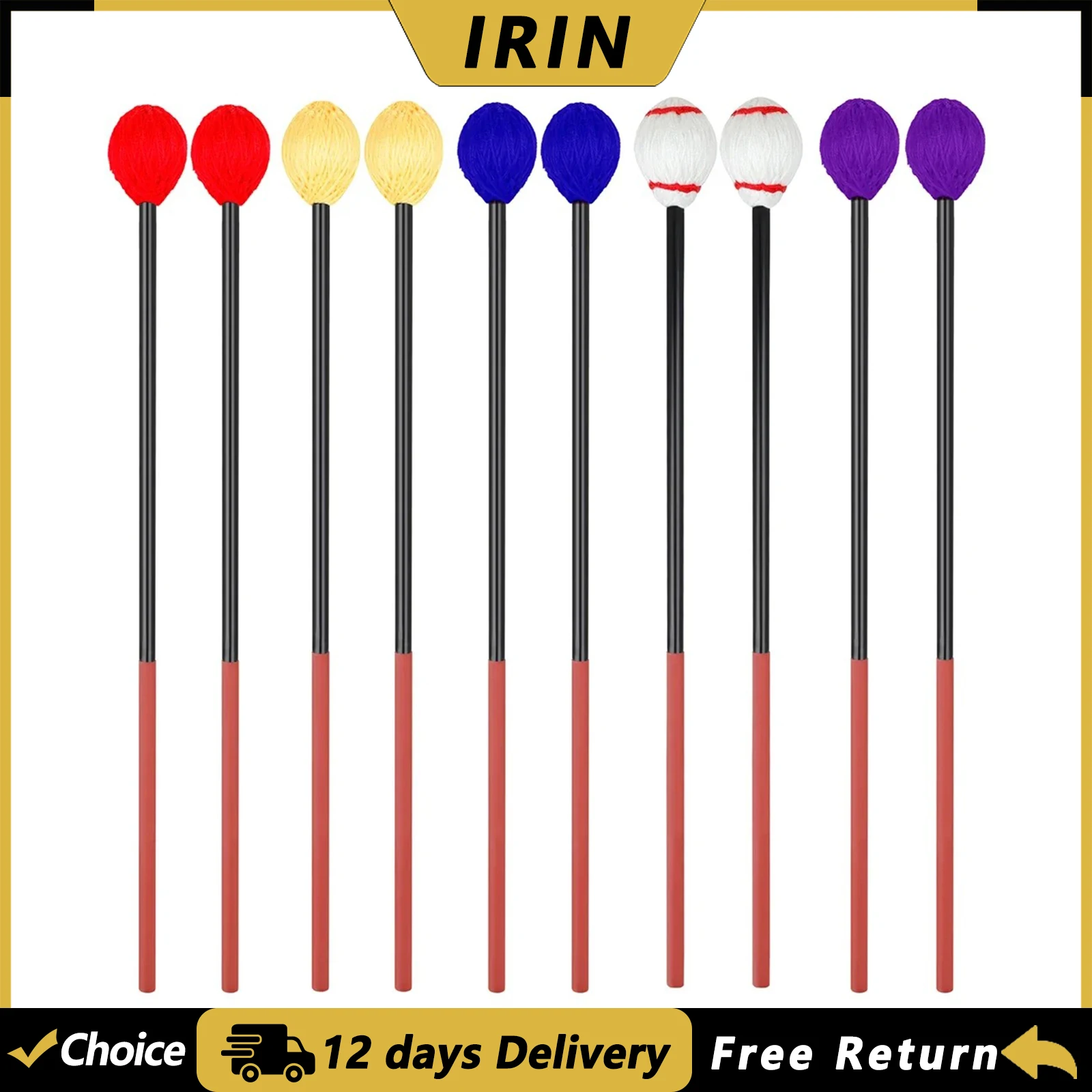 Baquetas para Marimba IRIN con Mango de Fibra de Carbono, Martillos para Marimba, Baquetas para Xilófono, Accesorios y Repuestos para Instrumentos de Percusión