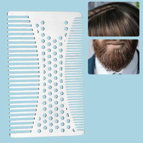 Piastra per barba da uomo in acciaio inossidabile, taglia carta di credito, facile da trasportare