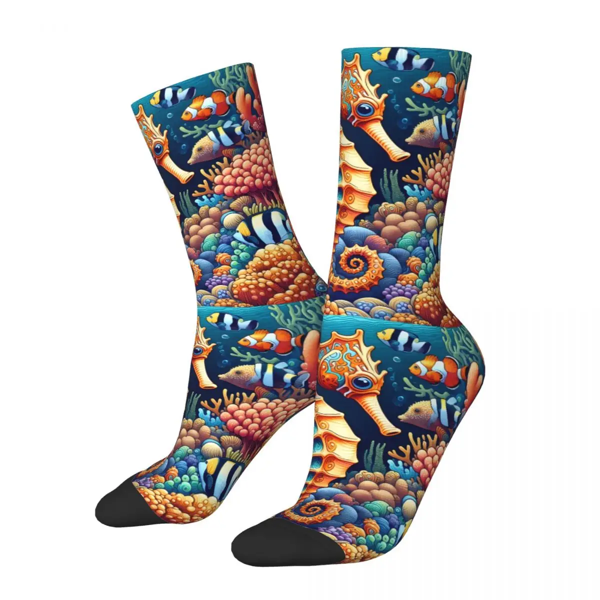 Sea Horse Sock Printed Man Polyester