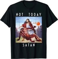 High Quality Short Sleeve Top Not Today Satan Jesus Vs Satan in O-Neck T Shirt Man/Woman Short Sleeve Tees Shirt 2024 61609