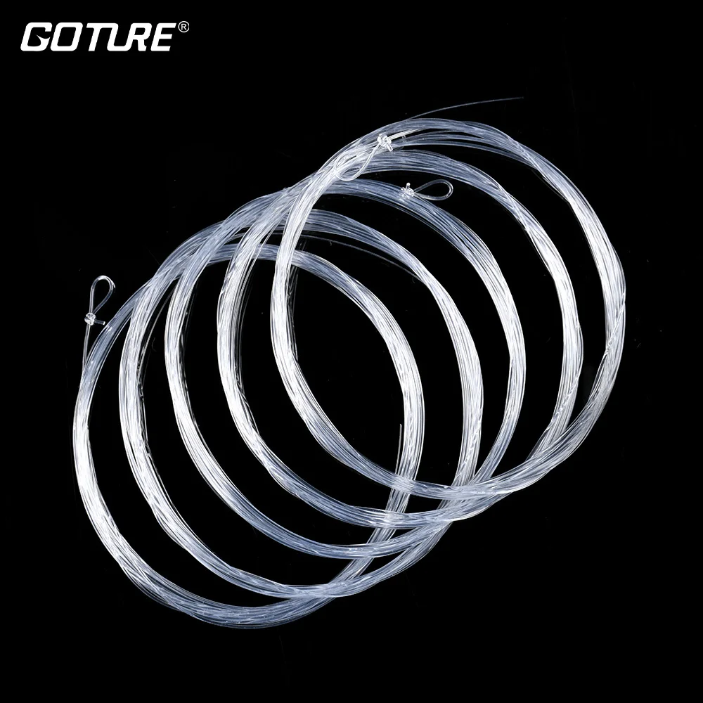 Goture 5pcs/pack 9FT/2.74M Fly Fishing Tapered Leader 0X/1X/2X/3X/4X/5X/6X/7X Clear Nylon Fishing Line With Loop Fishing Tools