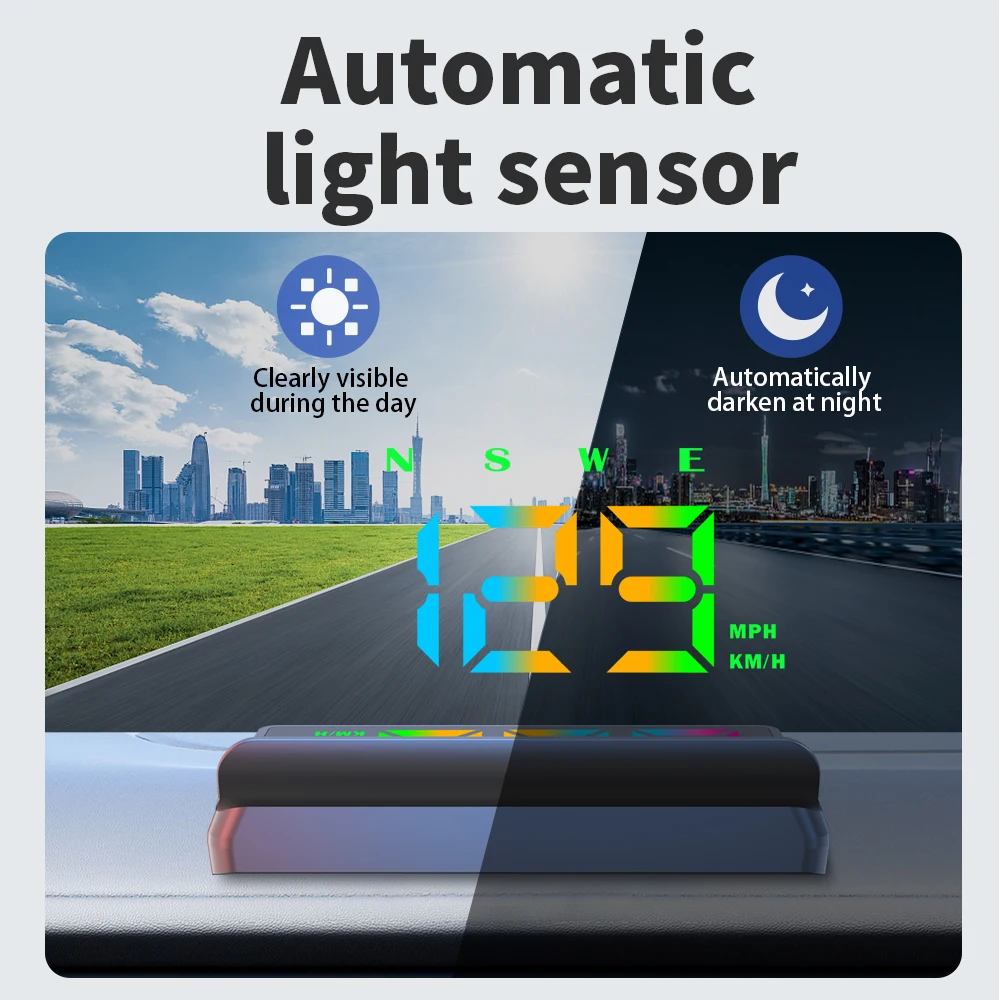 Wyświetlacz samochodowy Head-Up Display USB 5V, kolorowy wyświetlacz LCD, cyfrowy wyświetlacz KMH MPH z kompasem, alarm przekroczenia prędkości dla wszystkich samochodów.