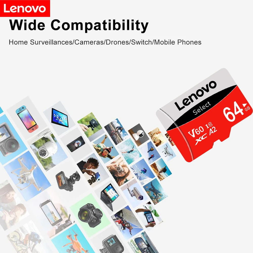 Lenovo 2TB 1TB UHS-I 128GB Carte Mémoire 256GB 512GB Carte Micro SD TF Flash Carte 64GB 128GB Carte SD Pour Appareil Photo/Téléphone/Drone