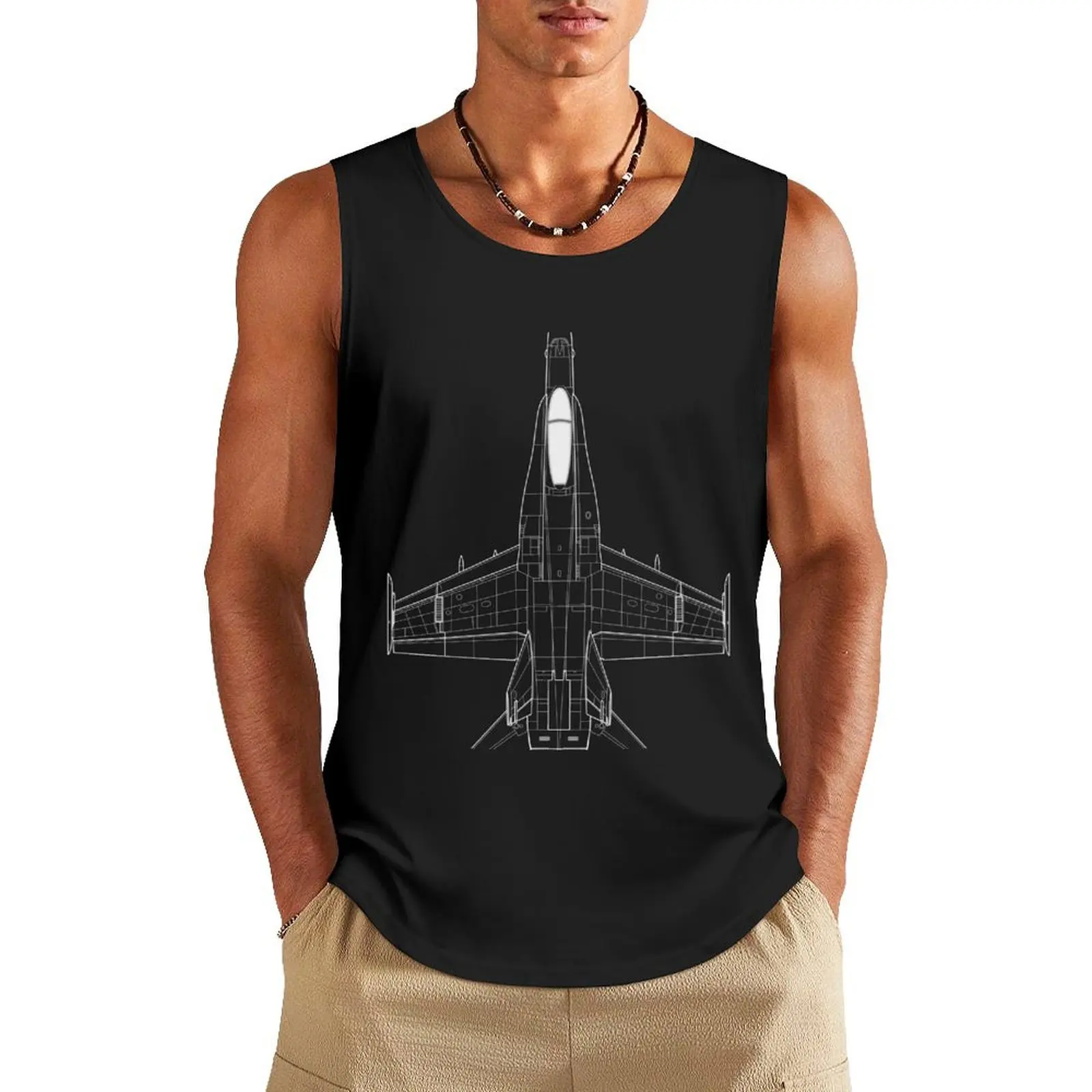 McDonnell Douglas F-18 Hornet Blueprint Tank Top sleeveless shirt man Men's summer vest Men's t shirt gym t-shirts man