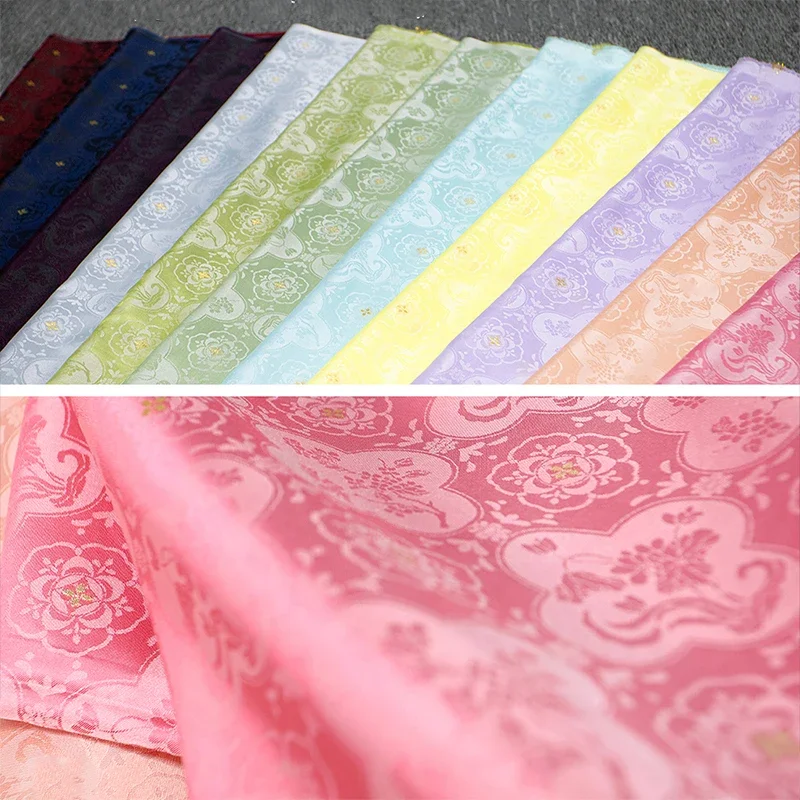 Weaving Gold Yarn Jacquard Fabric Small Golden Flower Osmanthus Lotus Embroidery Cloth DIY Sewing Hanfu Horse-Face Skirt Coat