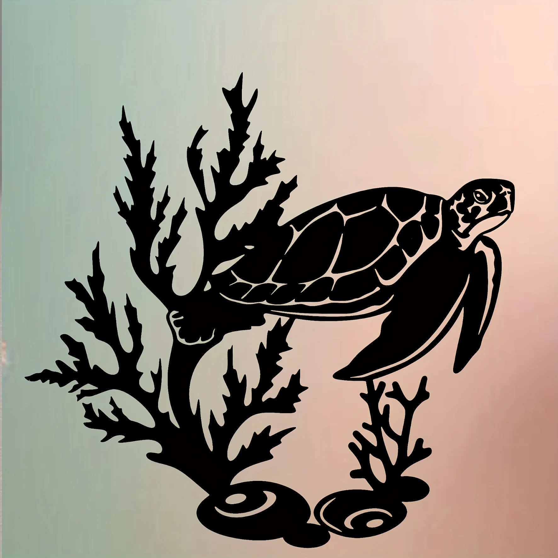 CIFBUY Iron Art Turtle Coral Wall Decor Ocean Theme Metal Sculpture Minimalist Farmhouse Ranch Indoor Outdoor Home Decoration