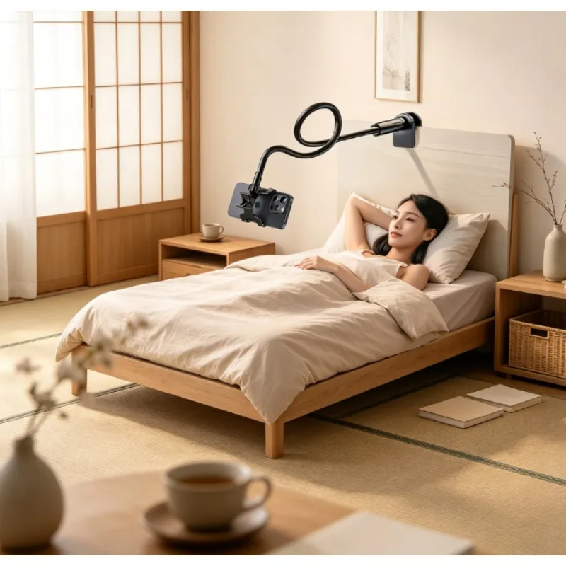 Adjustable Phone & Tablet Clamp Stand for Bedside, 360° Rotating Multi Lazy Bracket for Desk & Live, Sturdy Clamp, Fits 4-13in