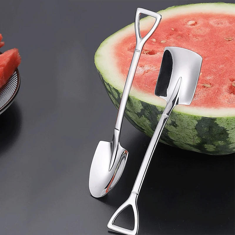 Iron catalpa spoon thickened stainless steel creative eating watermelon artifact retro engineer shovel spoon