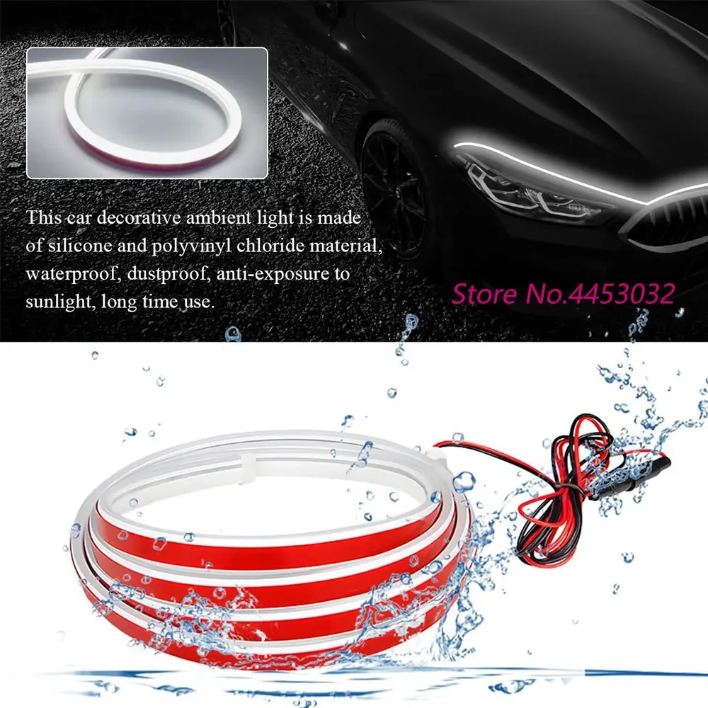 DRL السيارات المسح بدء شرائط ليد لجي إم سي هامر 2022-2025 غطاء السيارة ضوء المصابيح الأمامية المرنة ترحيب ضوء 59 بوصة