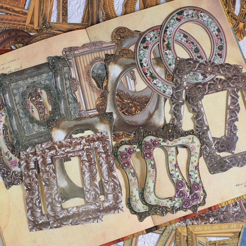 Journamm 80pcs Frame Paper Sticker Pack Vintage Sticker Decor Sticker Junk Journal Supplies DIY Scrapbooking Planner Collage