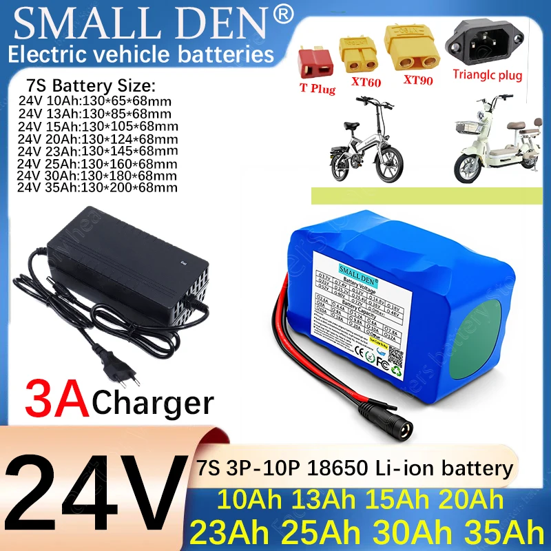 

New 24V 35Ah 30Ah 25Ah 23Ah 20Ah 15Ah 13Ah 10Ah 18650 Lithium battery pack 750W Suitable for various power tools +3A charger
