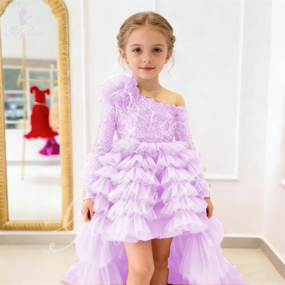 Kids Girl Party Dress With Train Children Piano Performance Pageant Flower Girl Gown  Wedding Party Celebration