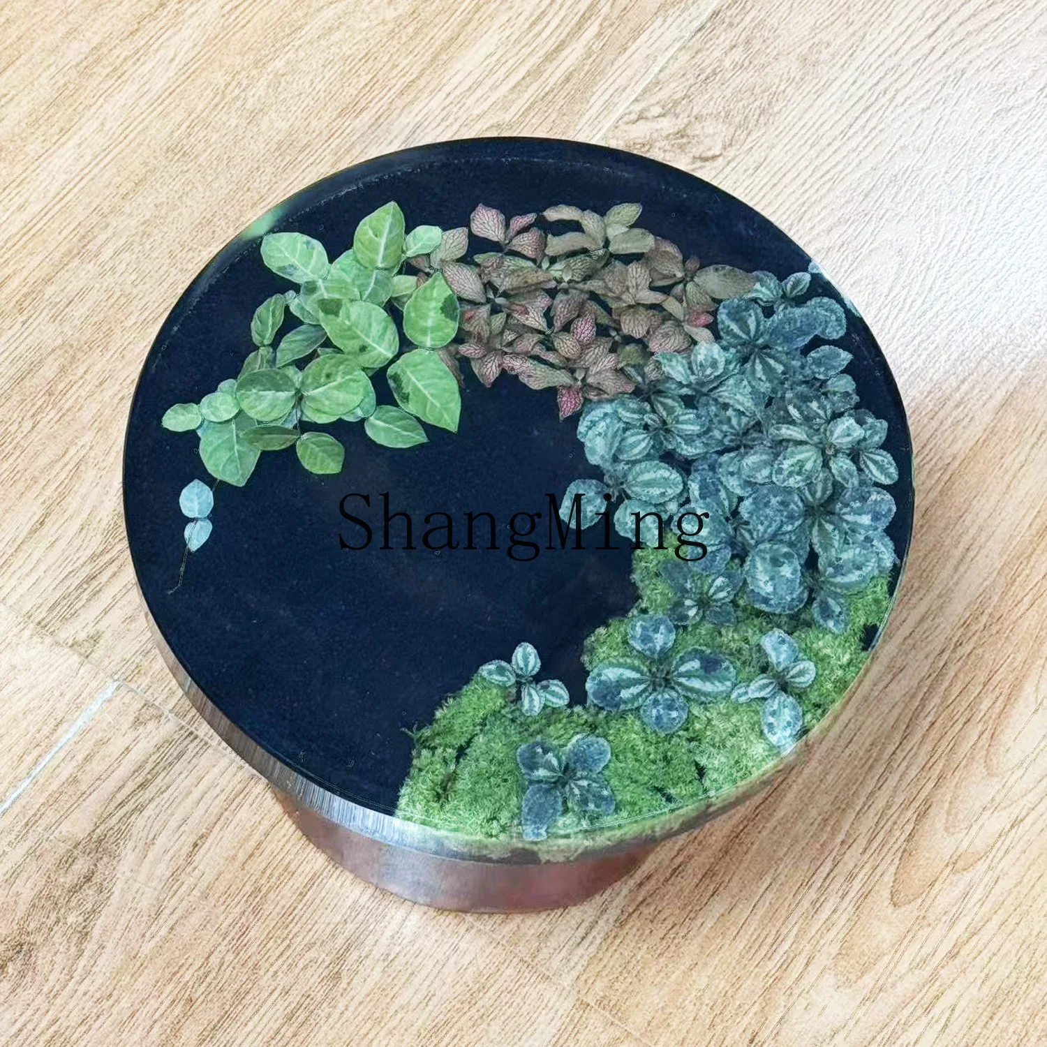 ZYY ضوء فاخر زهرة حقيقية مطعمة راتنجات الايبوكسي طاولة القهوة المستديرة طاولة الشاي غرفة المعيشة المنزل استخدام طاولة مستديرة صغيرة #1