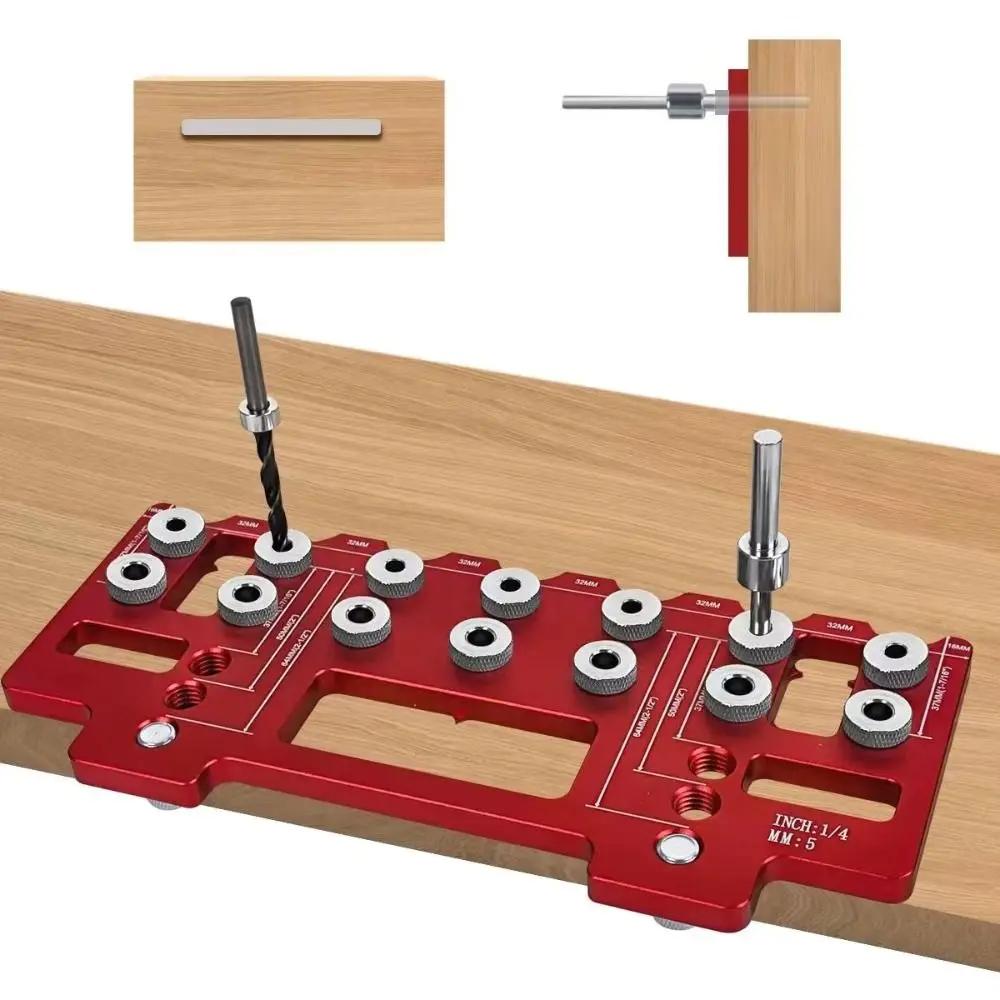 

Aluminum Alloy Handle Pitch Punch Hole Locator Wear Resist Precision Aluminum Pocket Hole Jig Kit Multi-Function Durable