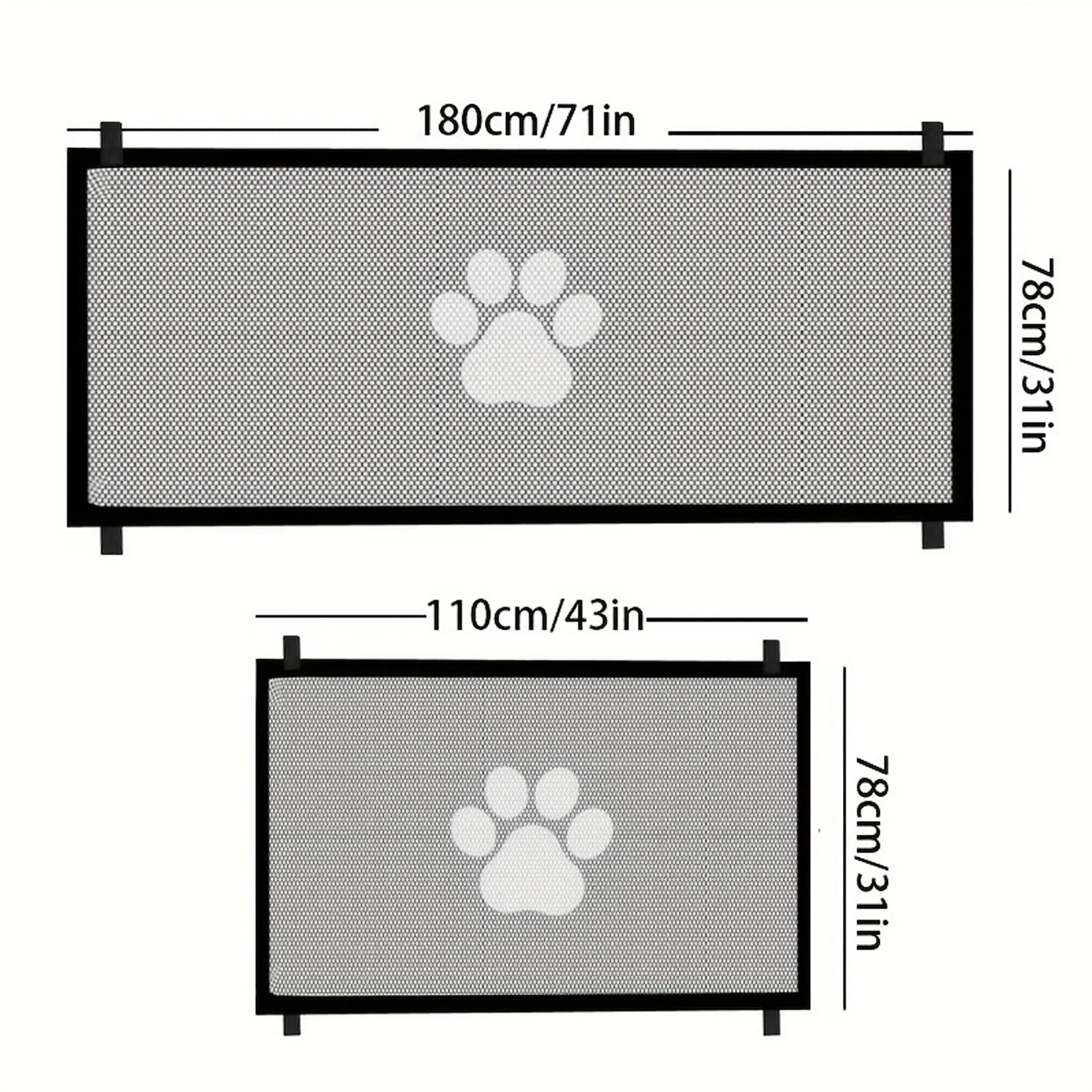 1pc Safety Protection Mesh Pet Gate Fence, No Drilling Isolation Net, Baby Gate Retractable Gates for Stairs, Doorways, Hallways