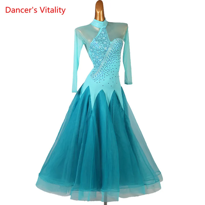 Ballroom Dance Dress Stand-up Collar Big Swing Skirt Waltz Dancewear High-end Custom Child Adult Elegant Performance Clothes