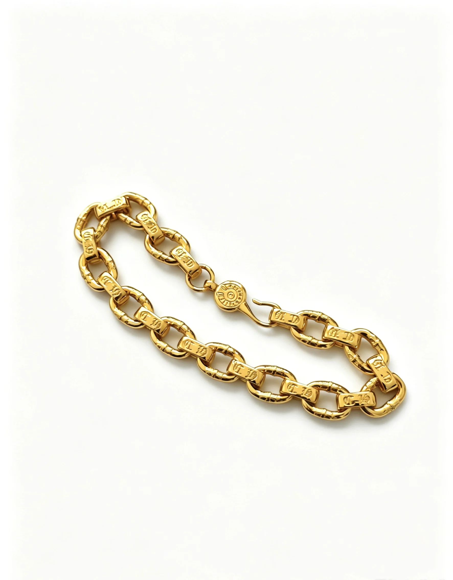 CH thick chain buckle letter goth punk European and American fashion gold S925 sterling silver couple bracelet