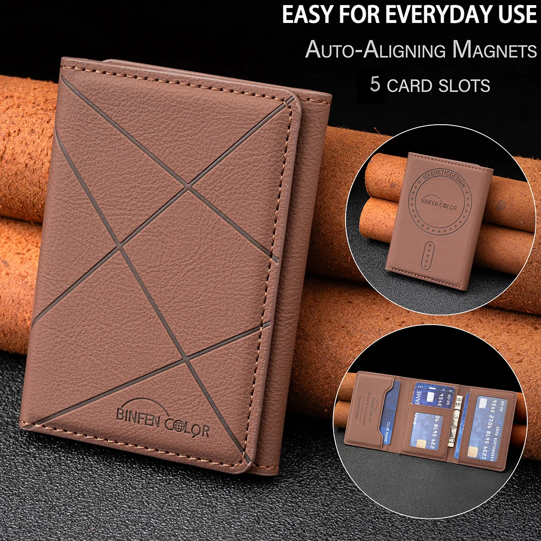 EUCAGR Artificial leather credit card magnetic elastic wallet(5 card slot)with strong magnetic accessories | ID card clip wallet