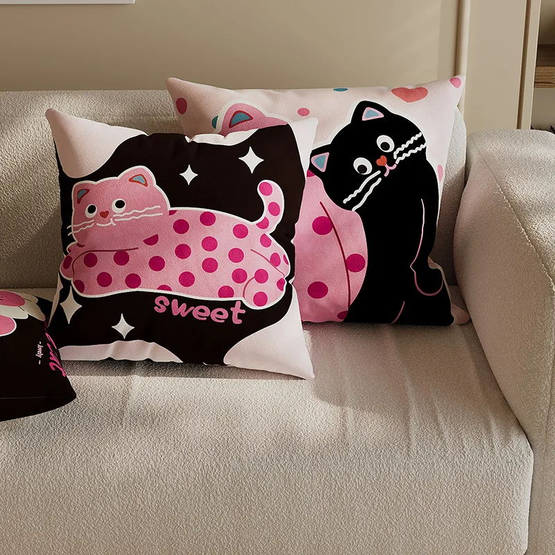 

Cute Cartoon Cat Throw Pillow Sofa Cushion With Filling Home Decor Bed Backrest Waist Pillow Soft Plush Couch Pillow Cushion