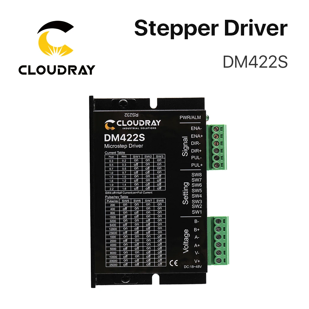 Cloudray 2-Phase Stepper Motor Driver DM422S Nema17 Motor 24-48VDC Voltage Output 0.3-2.2A Current for 2-Phase Motor CNC Machine