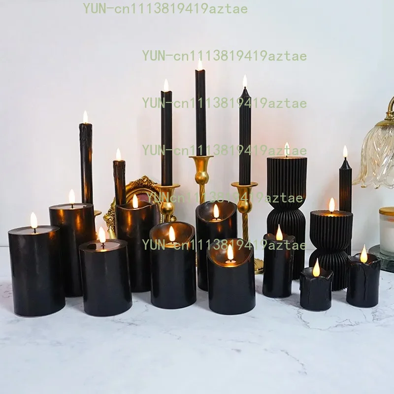 Magic Black Series Flameless Candles 3‑Pack, Simulation Candle Light for Halloween Easter, Mystery Game Prop