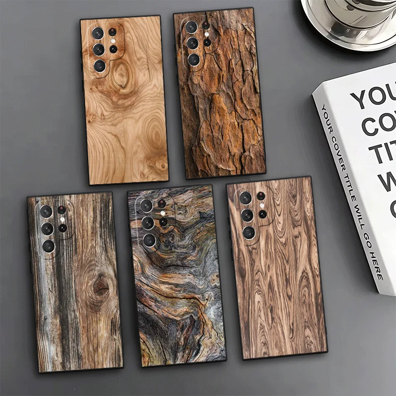Vintage Wood Grain Pattern Phone Case For Samsung Galaxy S24 S25 S26 Ultra S23 Plus S22 S21 FE S20 + Edge Pattern Customized Cov