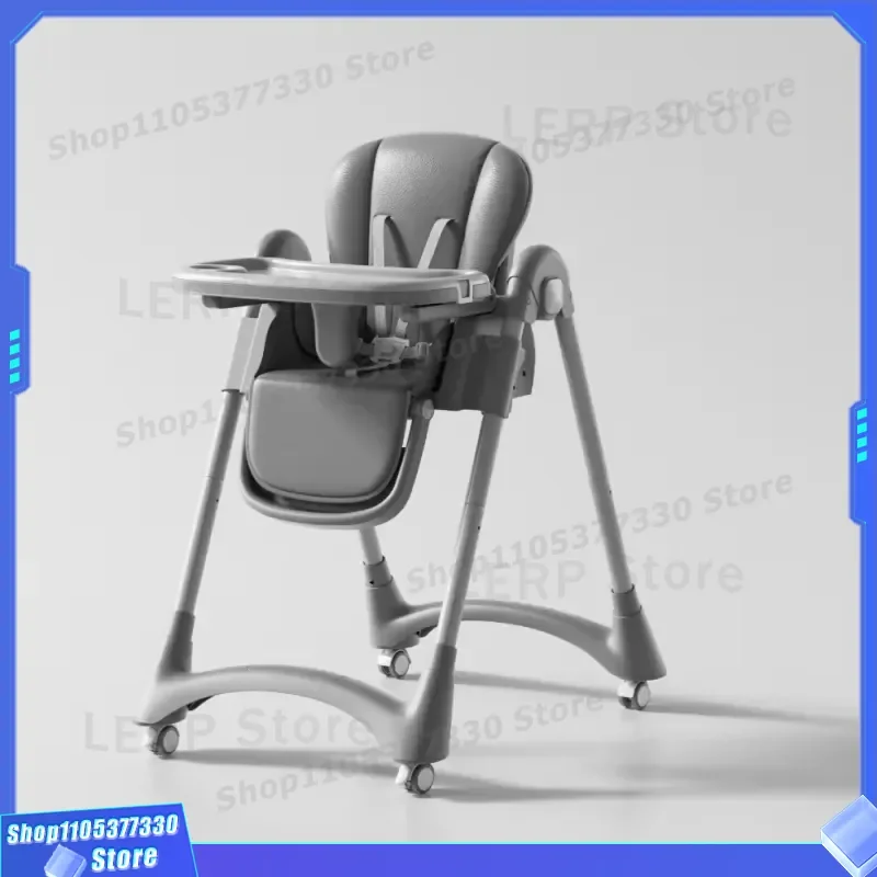 Adjustable Baby High Chair with Detachable Tray and Soft Cushion 4 Wheels Dining Seat for Toddlers Infants Safe Feeding
