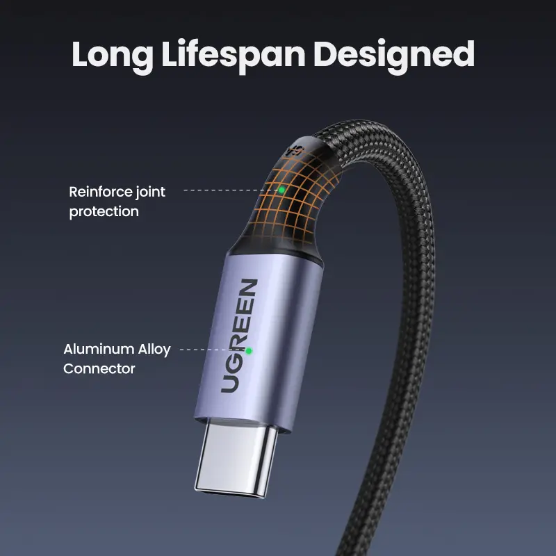كابل USB Type-C إلى USB-C من UGREEN بقوة 100 واط للشحن السريع لهواتف آيفون 17 و16 وماك بوك وسامسونج S25 وS24 يدعم QC 4.0 - 6