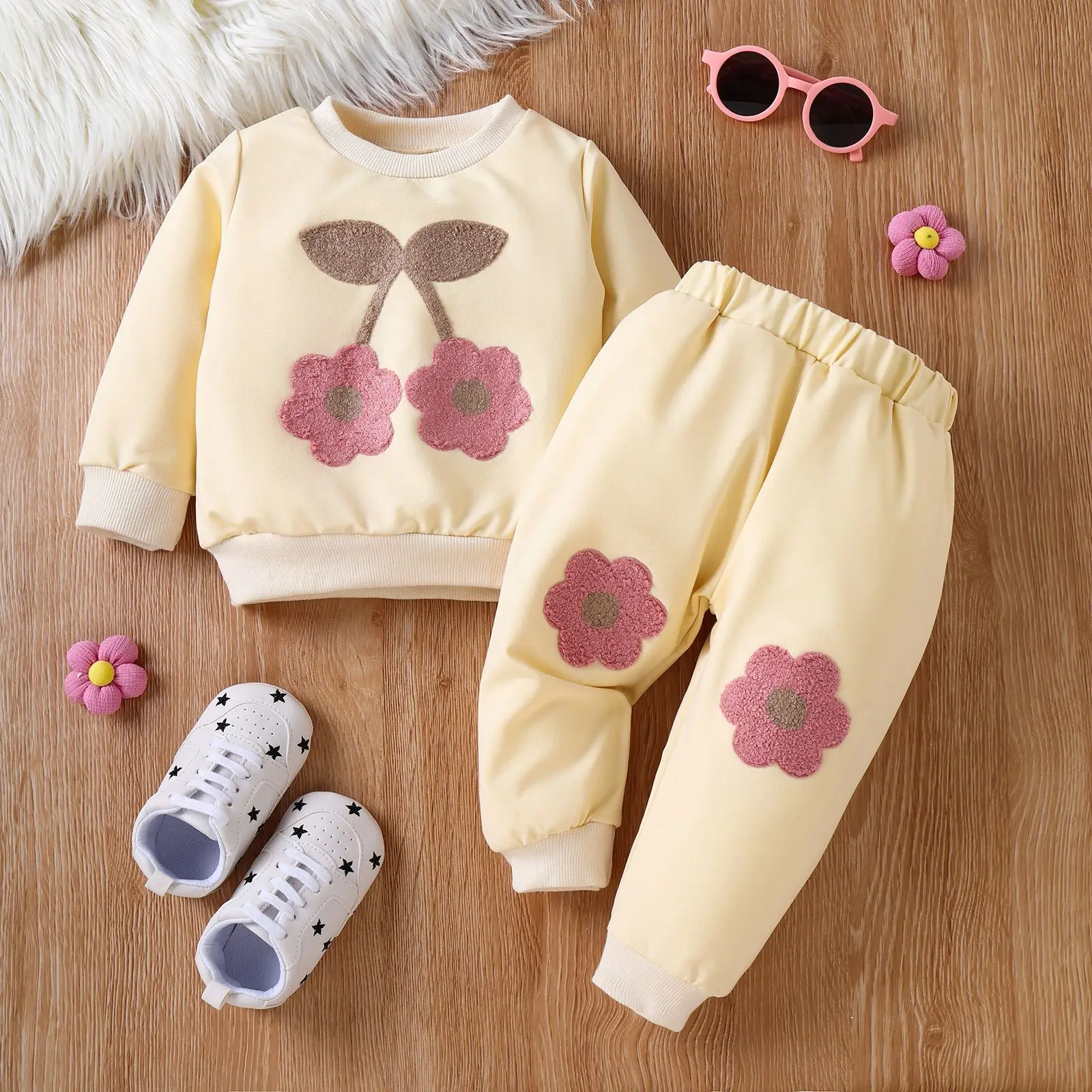 Baby Girls Clothes Sets Toddler Kids Fruit Pattern Sweatshirt+Pant 2pcs Suit 2025 Spring Autumn Children's Clothing Casual