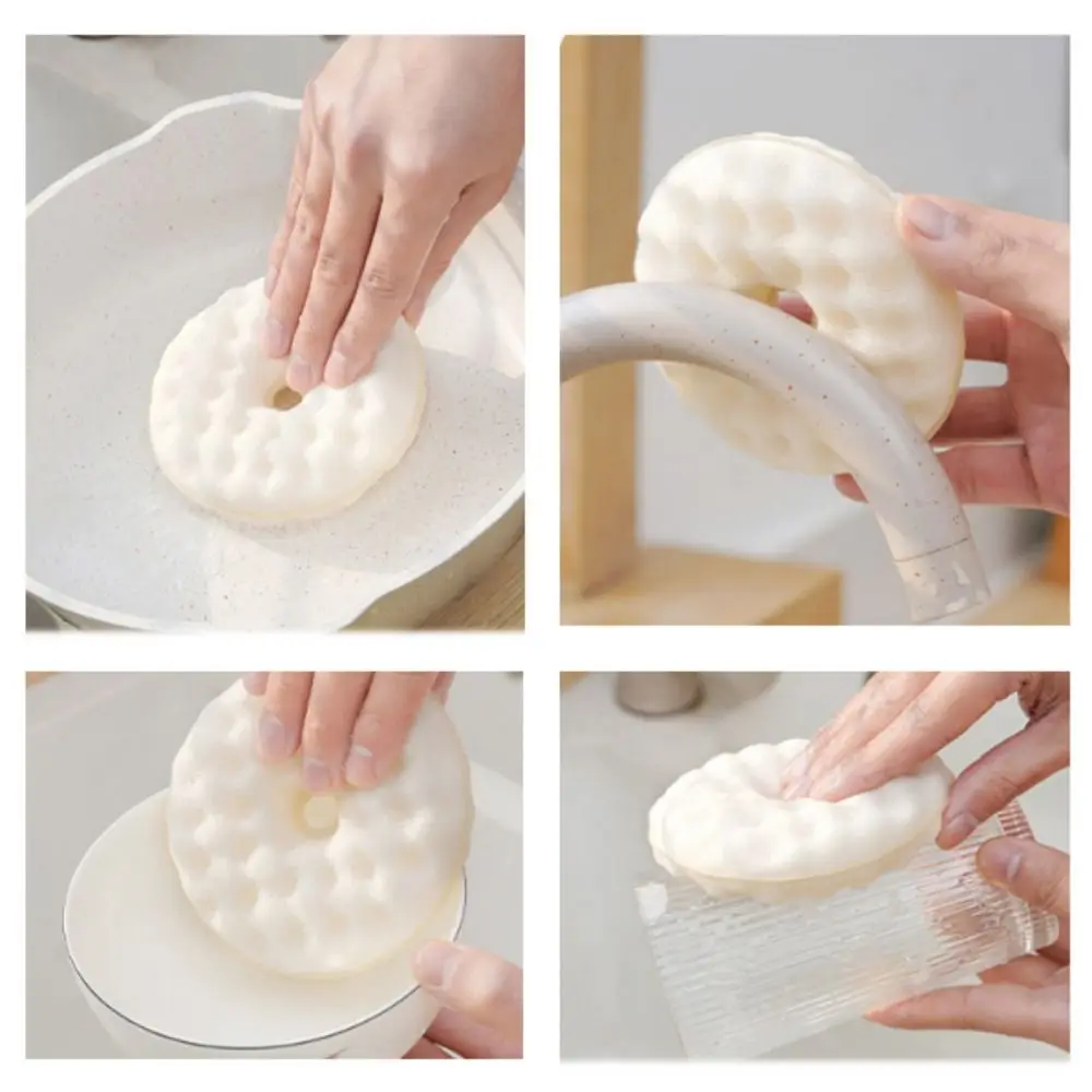 Double-sided Suction Cup Sponge Wipe Soft Detachable Kitchen Cleaning Brush Household Dishwashing Sponge for Cleaning