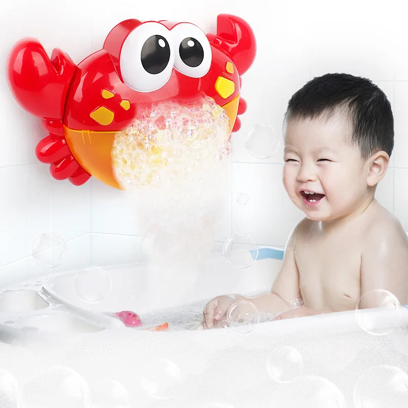 1pcs Kids Green Frog/Red Crab Spit Bubble Machine Baby Bath Toys Kids Bathtub Water Play with Music,Surprise Gift for Boys Girls